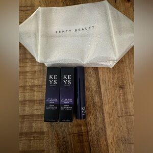 Fenty Beauty makeup pouch with 2 Keys Soulcare let me glow Serum & lip balm NWT